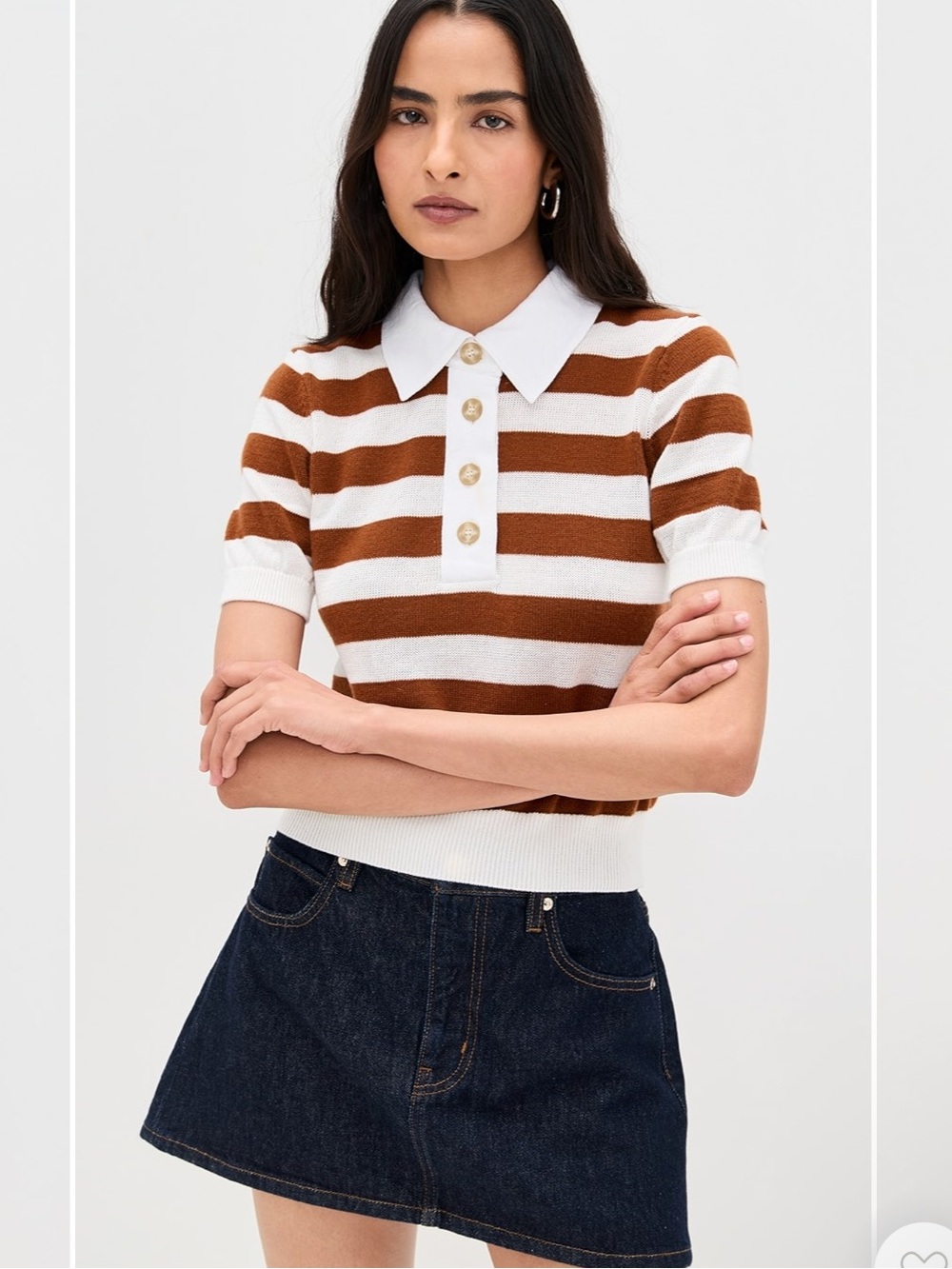 FRAME
The Bold Stripe cashmere & Cotton Polo Color: Chestnut Multi Sz S Small
